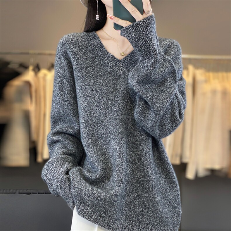 女士V领羊毛衫羊毛简约时尚秋冬保暖图片