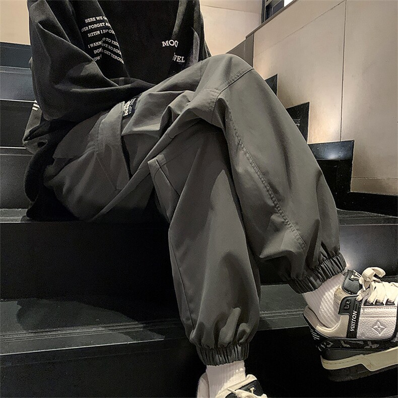 24春款港风工装休闲裤束脚裤男KP213 P55图片