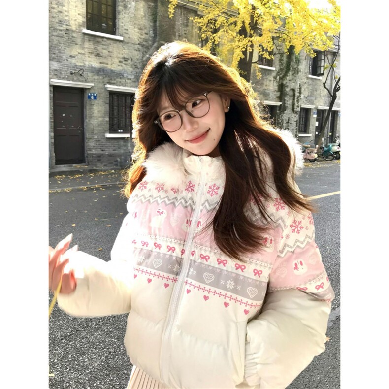 1506-1/G78180/P89美式复古面包服女冬雪花兔子毛领棉服,男装棉衣,星座1506A