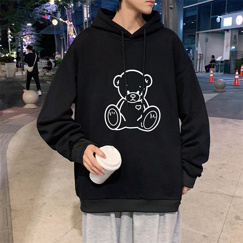 WY2174-P35加绒款-P40纯棉连帽卫衣男大码运动帽衫宽松薄外套男,男装卫衣,电商A040