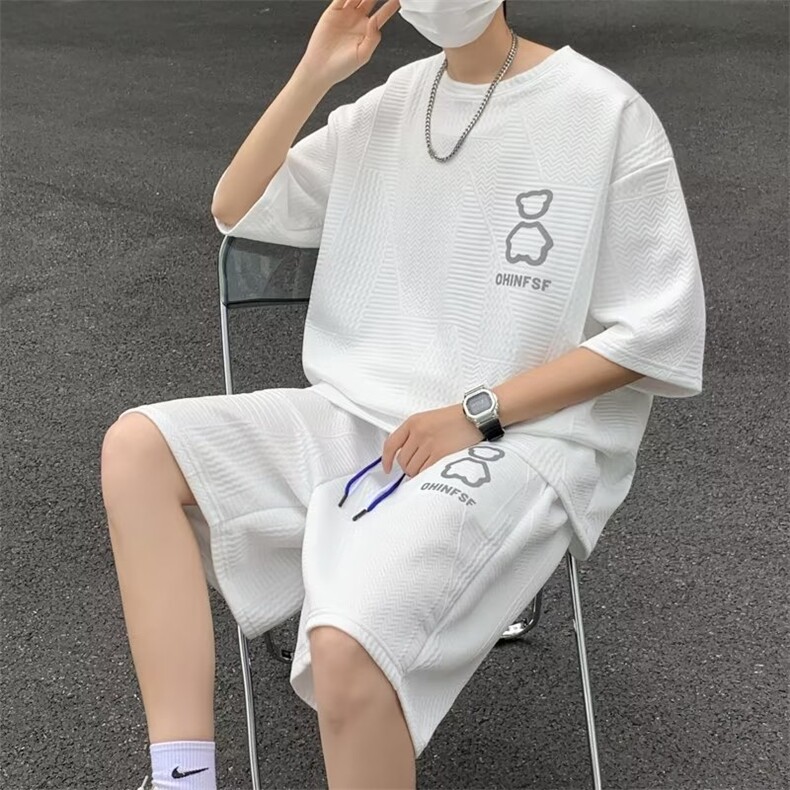 男潮流休闲套装宽松提花运动套装D606P40图片