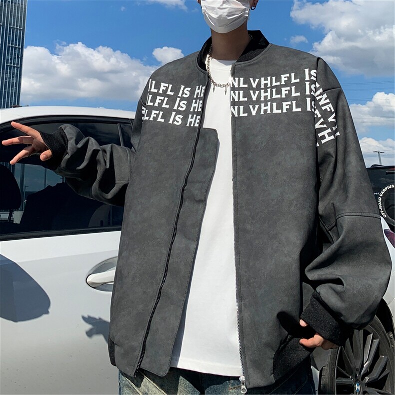 美式高街立领夹克外套男女秋冬季节hiphop潮牌字母印花棉服棒球服,男装夹克,星座505-2（原电商A260-1)