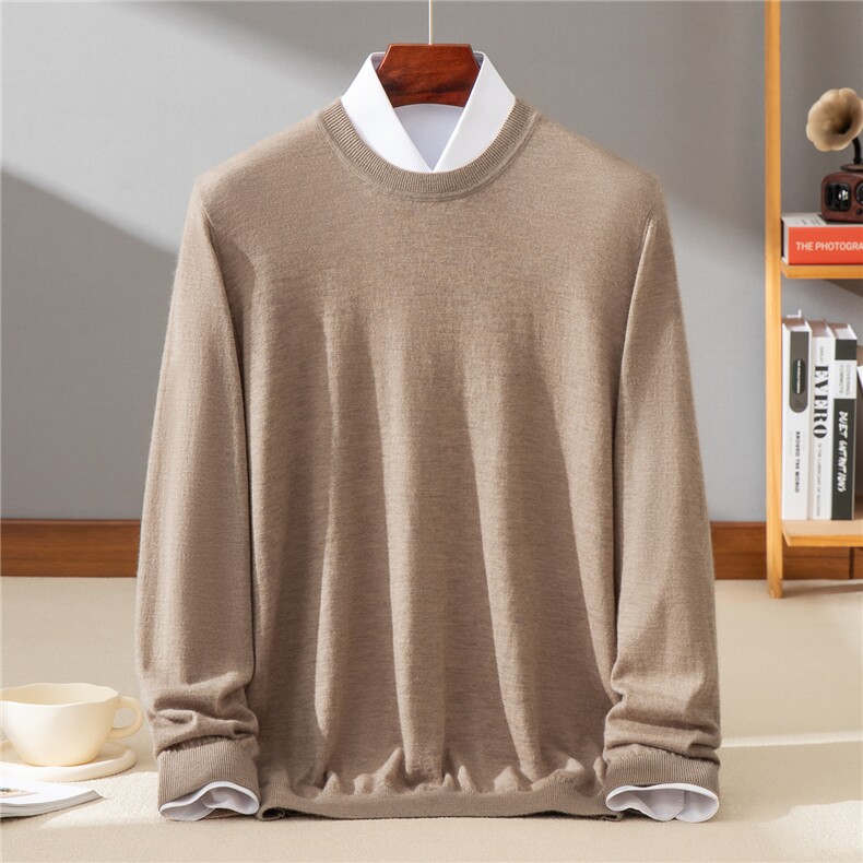 2025秋冬百搭时尚简约秋冬新款圆领羊绒衫，男装羊绒套衫，牧群羊绒