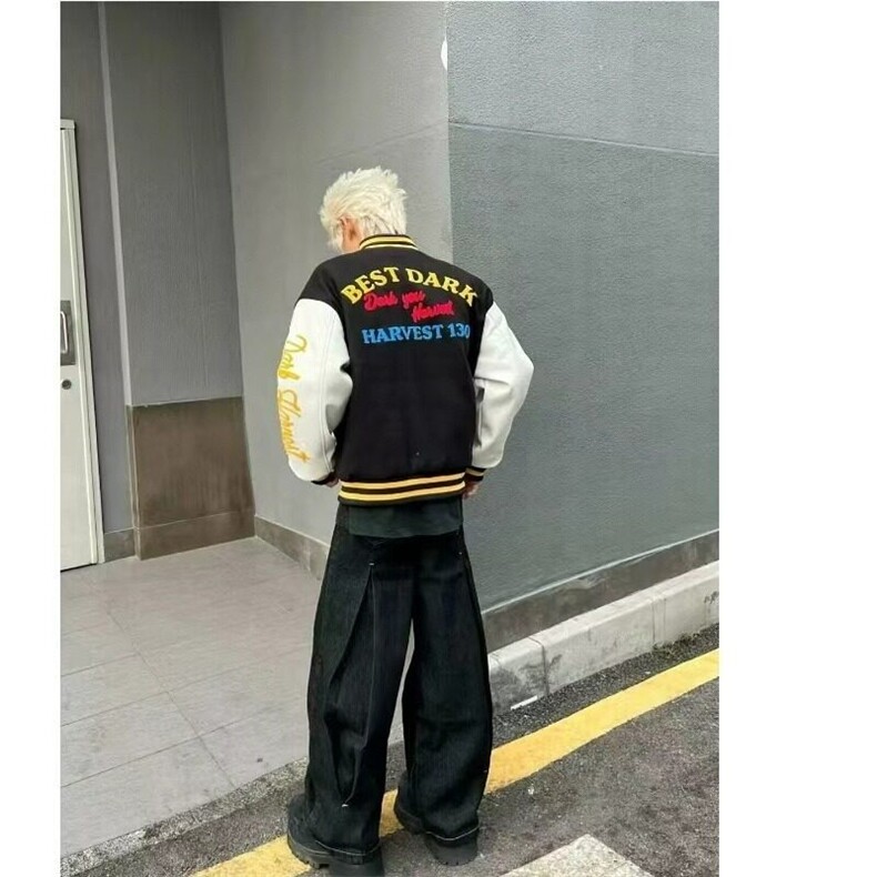 W9480-P73网图现货美式高街慵懒原宿潮流刺绣棒球服外套气质,男装夹克,星座1608-2