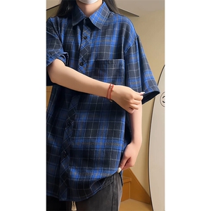 YK86066-P23  30%棉70%聚酯纤维  cleanfit夏季短袖袖格子衬衫男图片