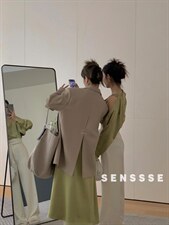 [现货]开叉后背刺绣西装外套女2022春季新款韩版高级感宽松，女装西装，SENSSSE