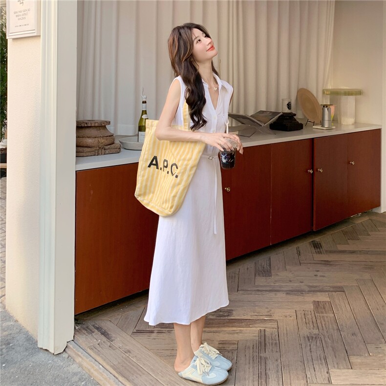 清冷感白色连衣裙女夏2025新款收腰流行巨好看衬衫裙高级感气质,女装连衣裙,2C012