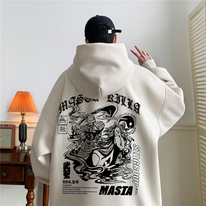 麂皮绒连帽卫衣直播品质重磅400克武圣印花JL7039-P45控78,男装卫衣,星座508（原C305）