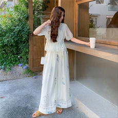 韩版高级感绣花上衣女高腰半身裙2025夏季新款小个子减龄时尚套装，女装套装/套裙，2C305