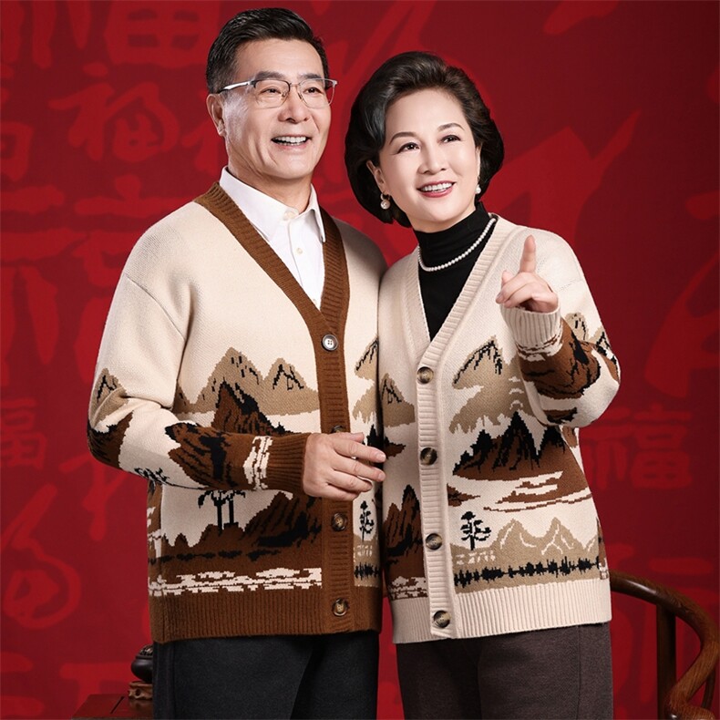 2025年秋季V领长袖青春流行时尚百搭通勤简约休闲开衫,男装羊毛衫,衣恋羊绒