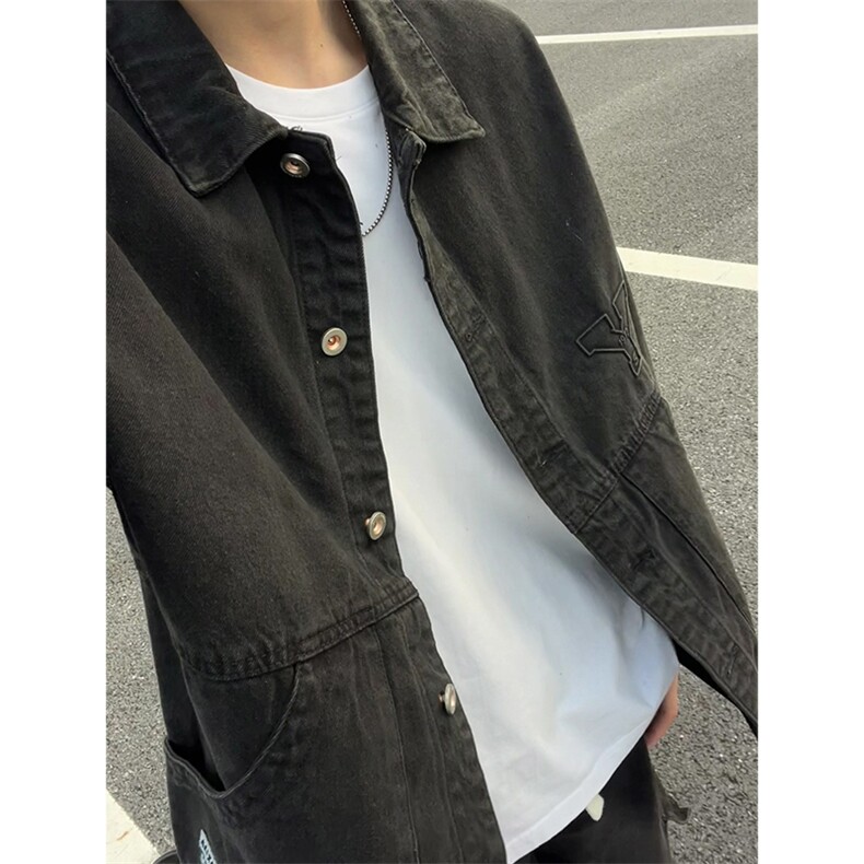 牛仔外套宽松大码简约休闲百搭潮流水洗牛仔衣夹克J7009-特价68图片