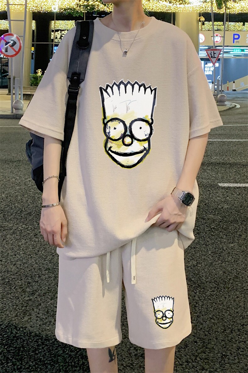 ！定制面料2024夏季男士华夫格短袖T恤套装情侣一套HTZ69P50,男装T恤,电商B220