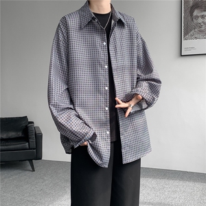 8XL-M长袖衬衫男春夏格子条纹衬衣宽松慵懒风防晒外套CS29005P45图片