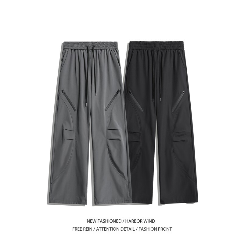 户外机能防水褶皱拉链设计宽松休闲冲锋裤B315-K24251-特p35控68,男装休闲裤,电商B315