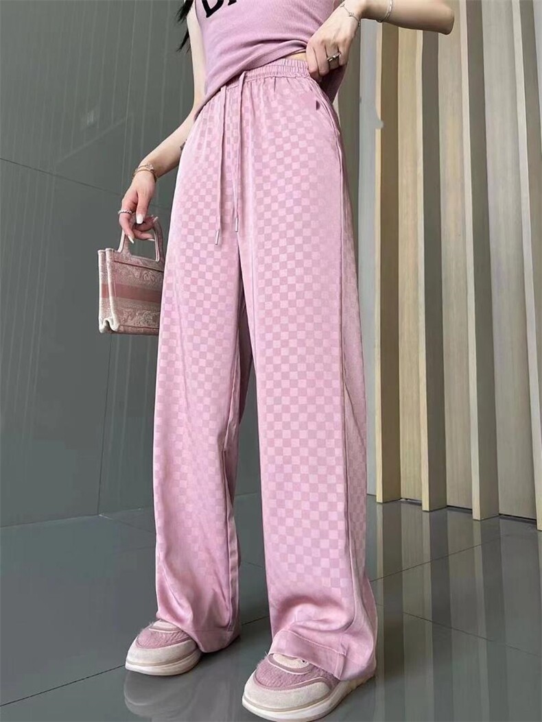 现货：时尚小方格大筒拖地阔腿裤，其它，金川古韵(4F)