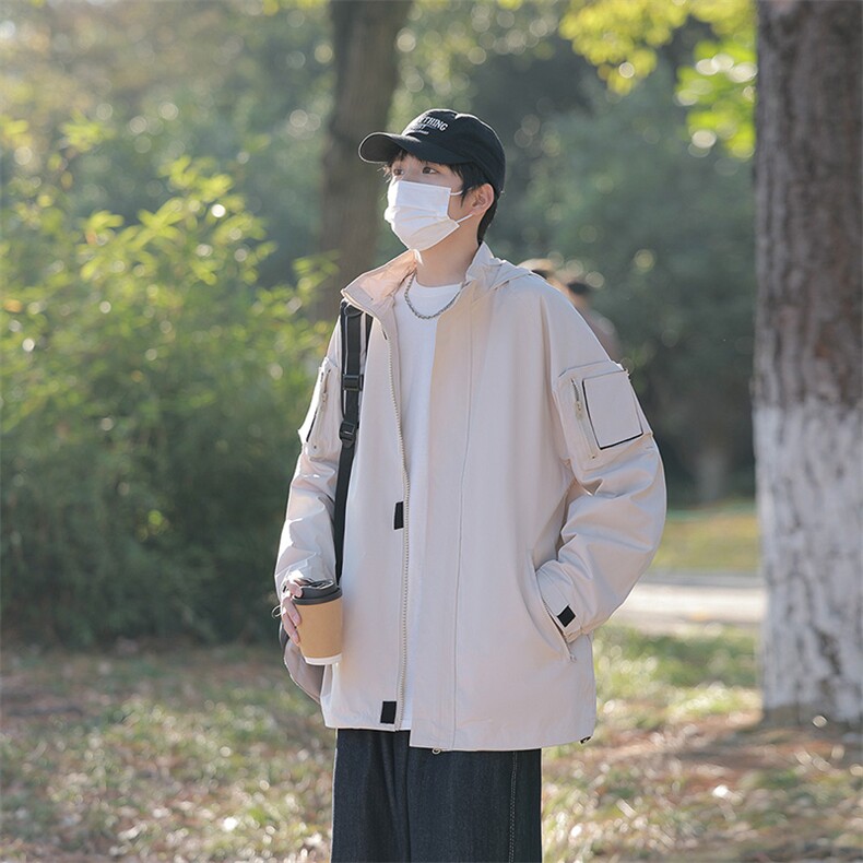 2024春季新款时尚连帽个性潮流百搭情侣户外冲锋衣夹克JK1992CP50，男装夹克，电商A086