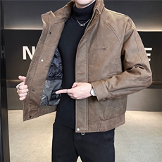 标50绒皮羽绒服男冬季2025新款刺绣A313-3319-P225控劵后298，男装羽绒服，电商A313