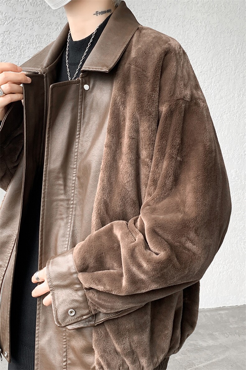 8XL-M皮衣外套男港风复古美式加绒加厚皮夹克机车PY858P95控128,男装皮衣,电商D206-1