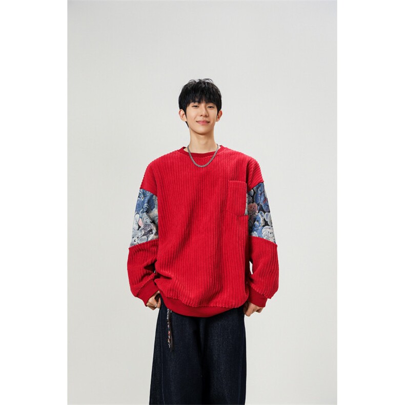 现货WY10065-特P45加绒特P55特殊面料圆领百搭小熊卫衣,男装卫衣,电商A059
