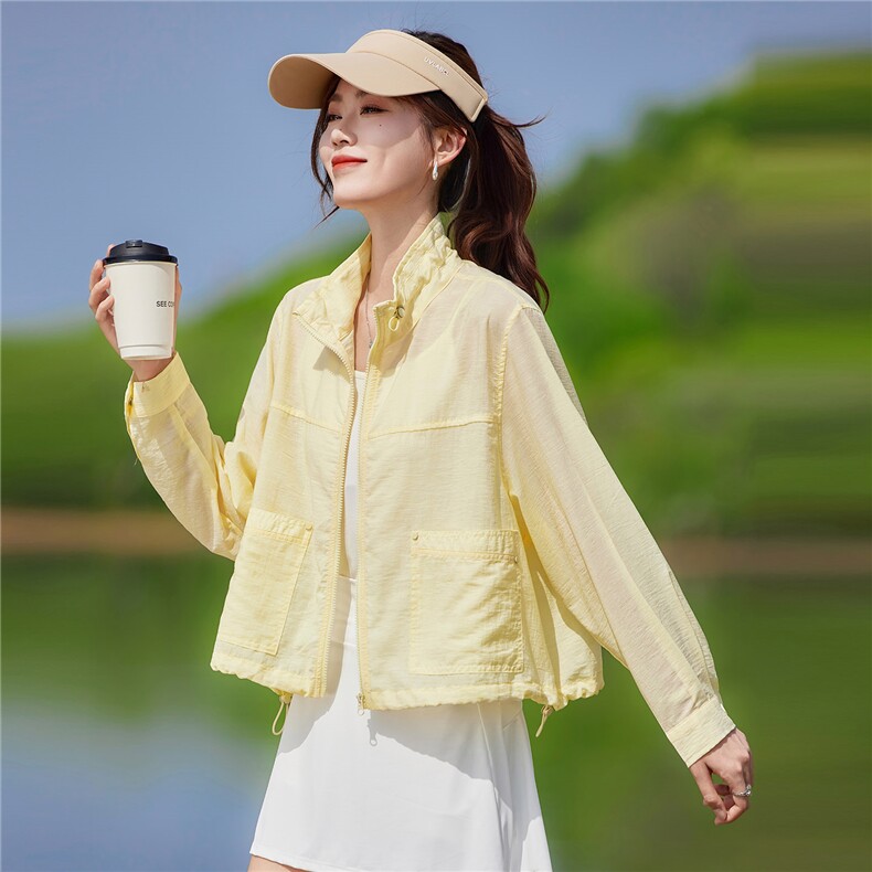 现货2026夏季新款轻薄透气时尚宽松休闲莱赛尔常规夏季女士短外套,女装防晒衣,靓衣阁