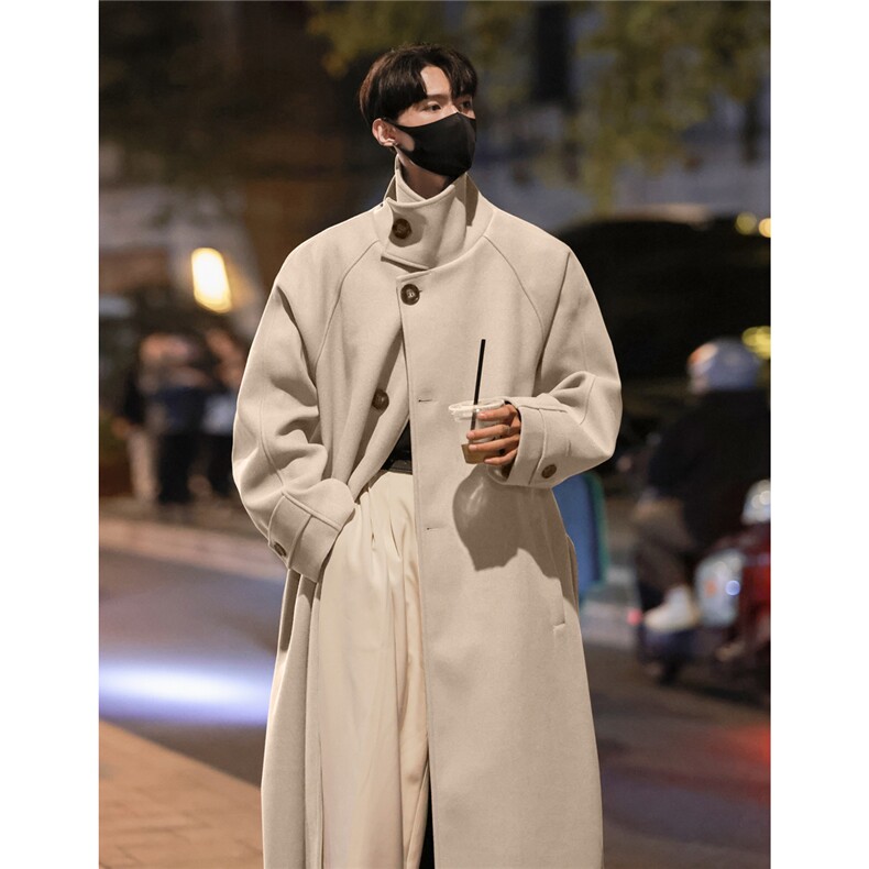 英伦风韩系中长款毛呢大衣秋冬高级感痞帅风衣外套812-F630-P128，男装风衣，星座812