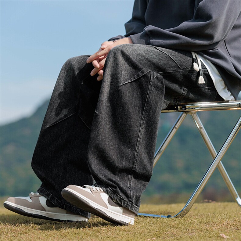 春季新款牛仔裤男直筒裤显瘦潮流美式复古设计感裤子男Z9845-P50,男装牛仔裤,星座509