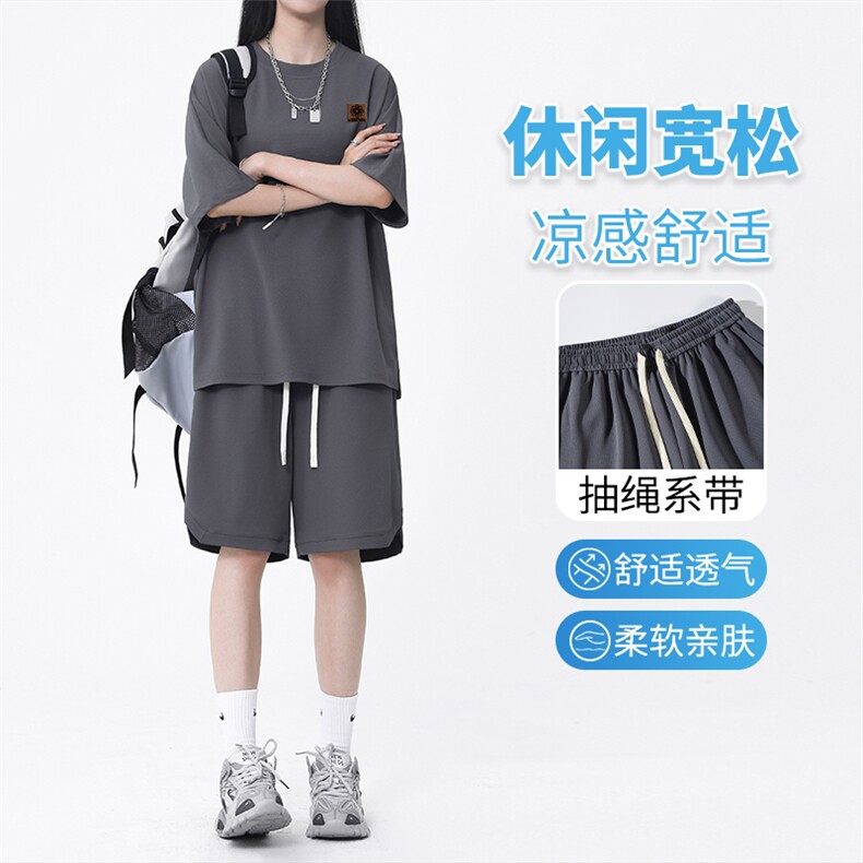 冰丝短袖t恤女款休闲运动套装夏季薄款一套搭配装TZ15-特批68,男装休闲套装,星座718