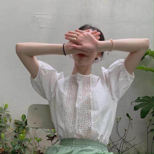 【现货】OURS.夏季新款重工蕾丝拼接小衫，女装，OURS