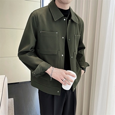 轻熟风~男士秋冬压皱条纹2025秋季长袖夹克店主风JK0805-P115，男装夹克，电商A236