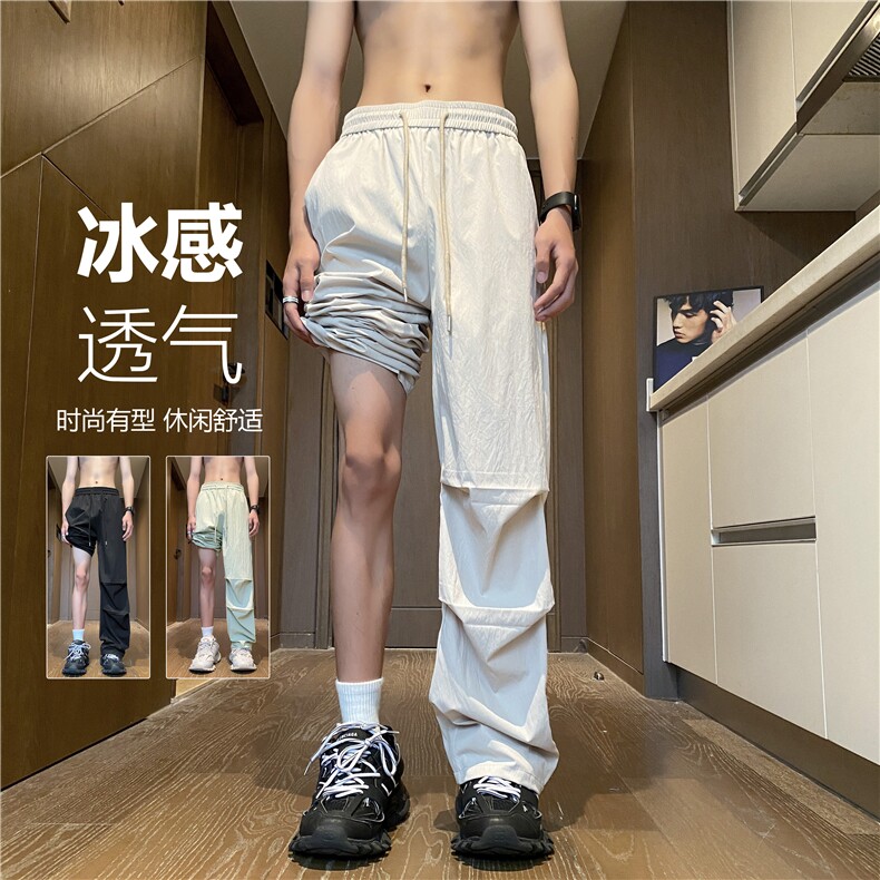 INS夏季新款潮流三色松紧伞兵裤宽松休闲裤B315-K006-特p30控58,男装休闲裤,电商B315