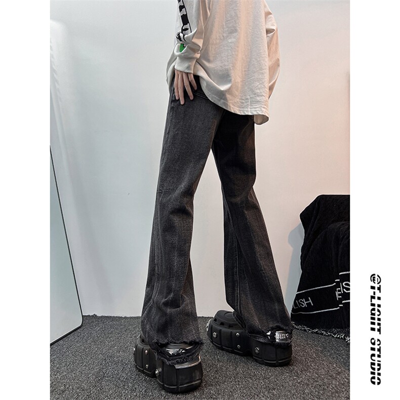 B221美式ins高街暗黑重工艺宽松微喇牛仔裤LK23128-P60控78,男装牛仔裤,电商B221