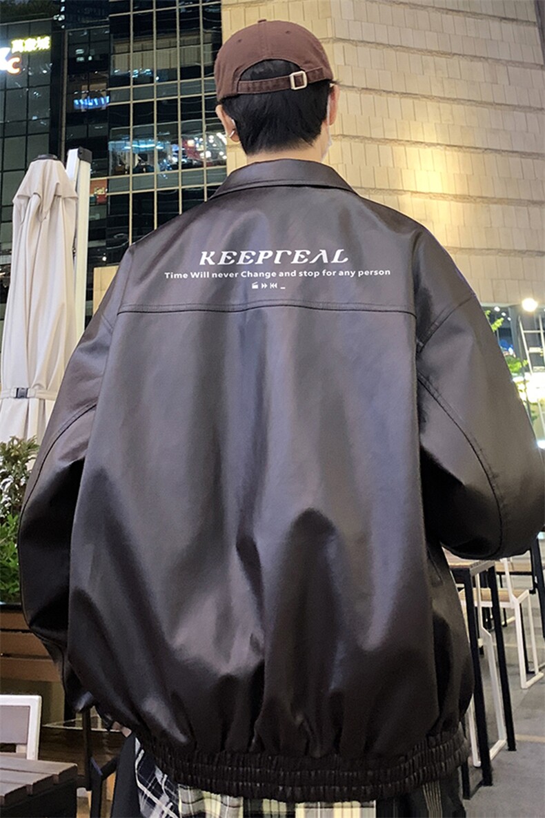 特批港风夜景时尚翻领皮夹克F8453P85控138,男装夹克,电商A247