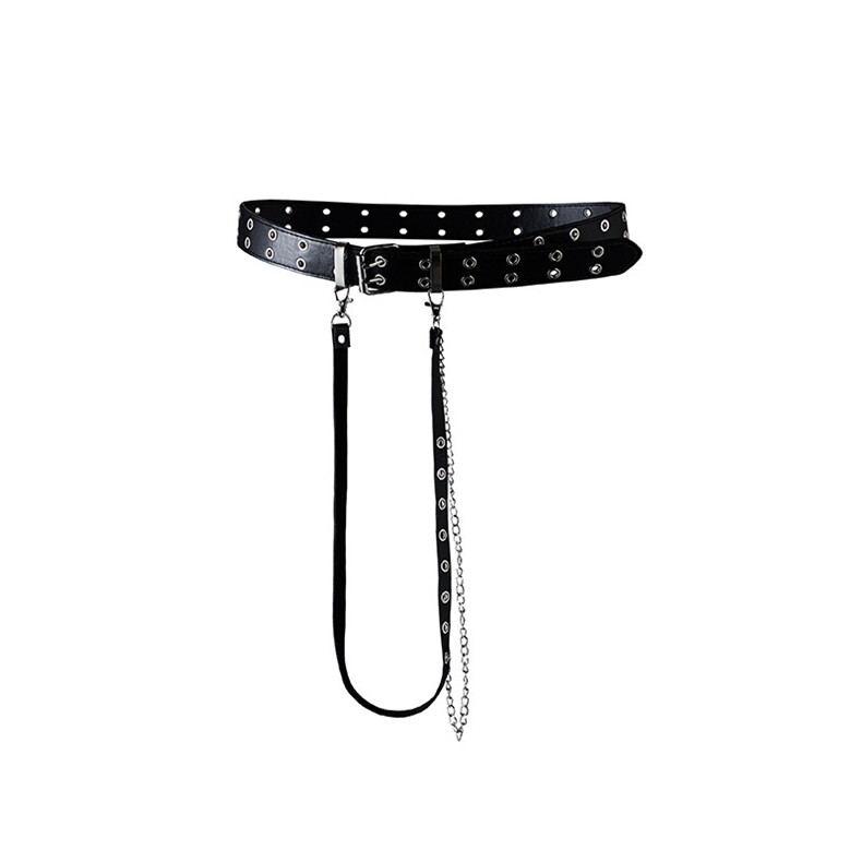 PD227-P10特控18双排扣免打孔黑色链条装饰皮带，腰带/腰封，电商D232