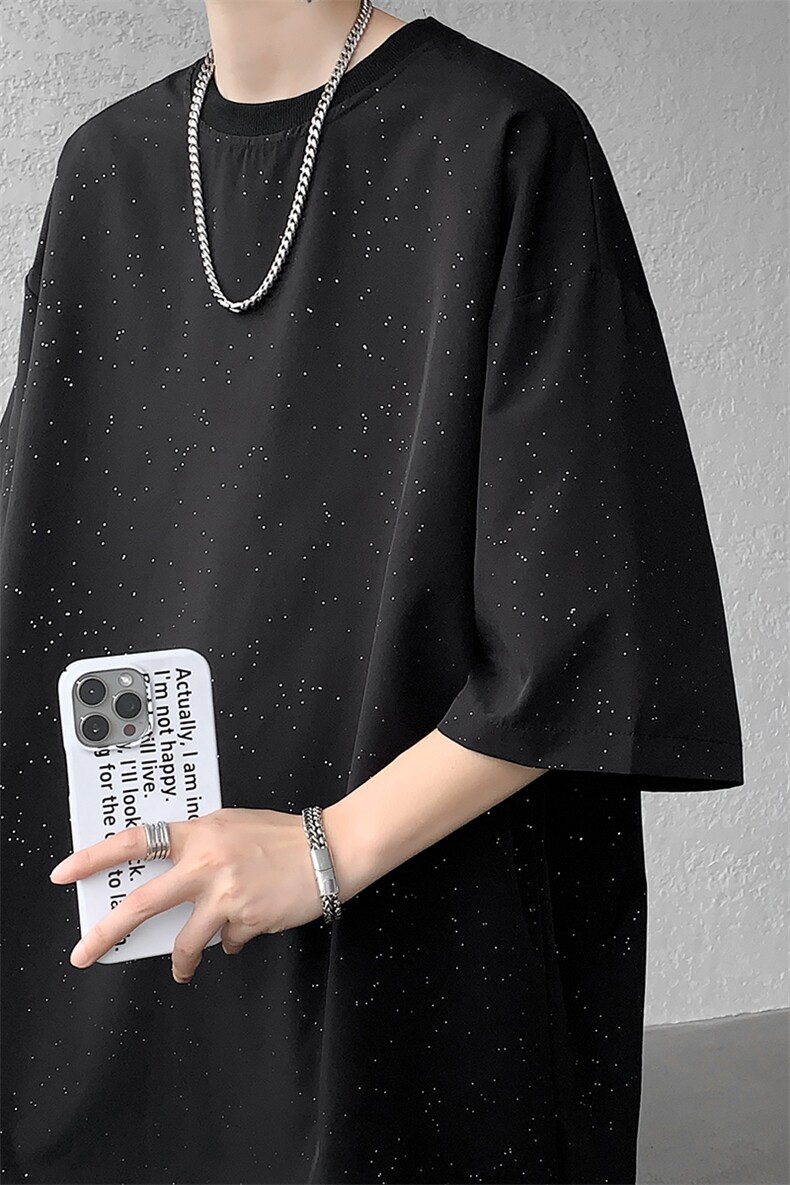8XL-M特大码满天星短袖T恤男亮片oversize港风半截袖DX316P16,男装T恤,电商D206-1