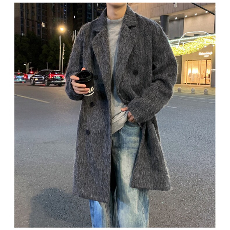 夜景二开中长款大衣防羊绒双排扣大衣男士外套A406JK2566P115,男装毛呢大衣,星座309（原A406）