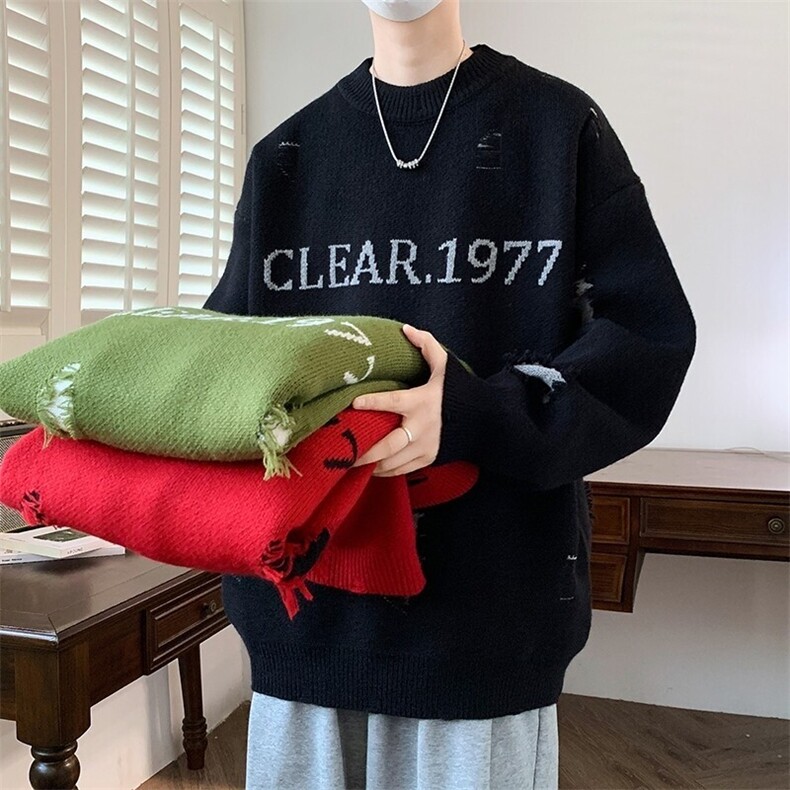 84564-特P55红色毛衣男冬季打底衫过年针织衫男加厚保暖拜年服,男装针织衫/毛衣,电商D310B