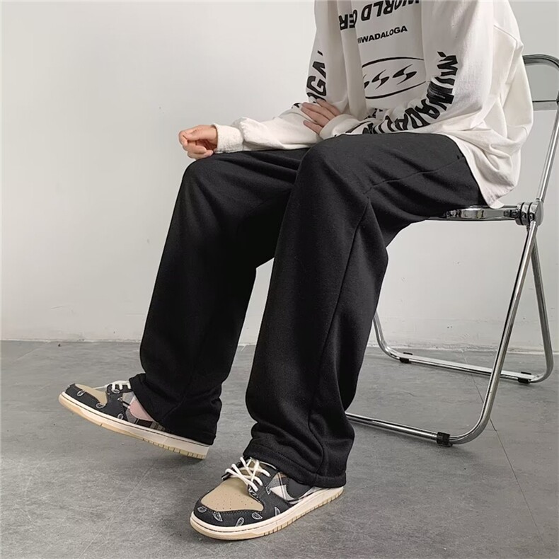 抽绳运动裤男春秋冬拖地阔腿裤宽松直筒休闲潮流裤子 K4777-P28图片
