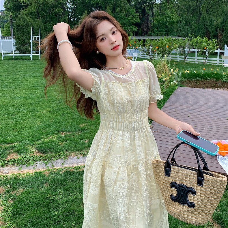 夏季新品！天丝拼接刺绣度假风连衣裙95130-208A-P165-K250,女装连衣裙,浙宝208A