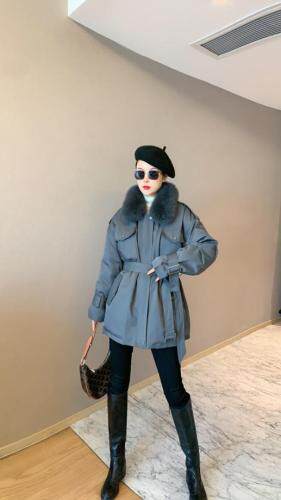 【现货】冬季新款，狐狸毛细腰带棉衣，女装棉衣/棉服，东洋天堂之花