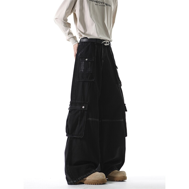 809B新春现货！美式工装宽松黑牛工装裤809B-610-P58控98黑色，男装工装外套，星座809B（原星座805）