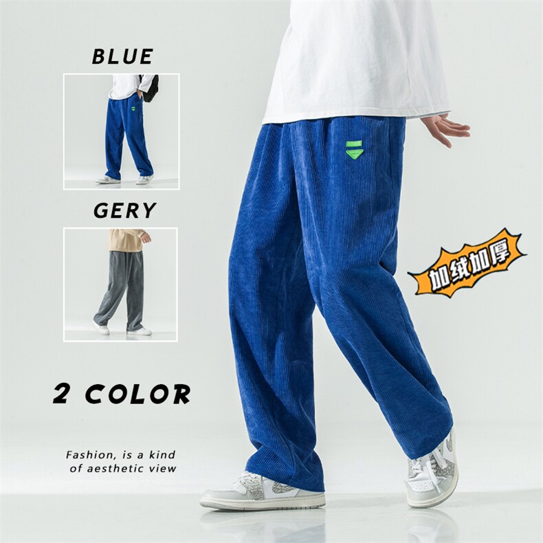 2025冬季加绒加厚日系灯芯绒休闲裤酒店运动裤蓝GK26-1-P55，女装休闲裤，电商B277A（原A068）