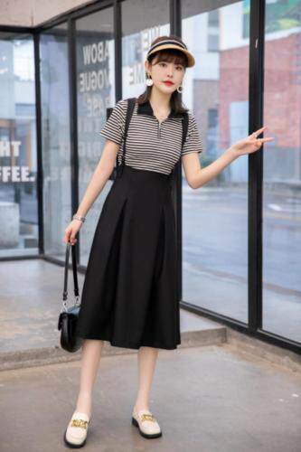 现货夏季新款两件套连衣裙，女装连衣裙，依美依缘