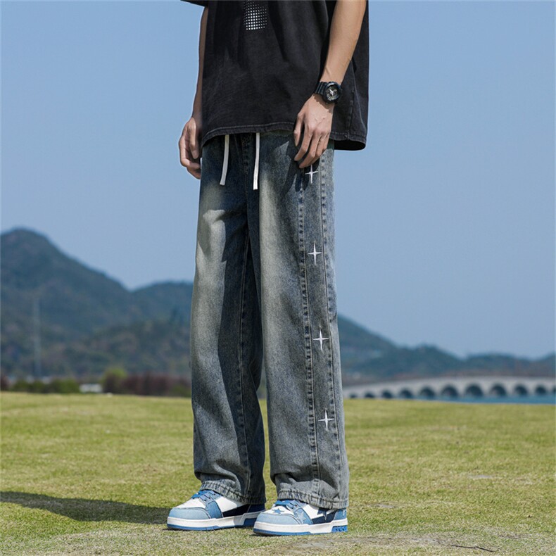 2024夏季新款潮牌宽松休闲裤日系潮流简约牛仔裤男现货K7820-P40,男装牛仔裤,星座512-3
