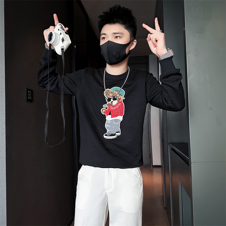 轻奢小熊卫衣男高级感痞帅潮流社会小伙店主风外套301C-WY35-P58,女装短外套,星座301C（原B323）