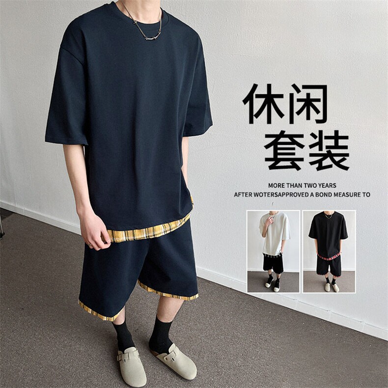 短袖短裤套装男士夏季薄款透气潮流时尚t恤夏装一套休闲运动衣服,男装牛仔裤,星座1206（原A206）