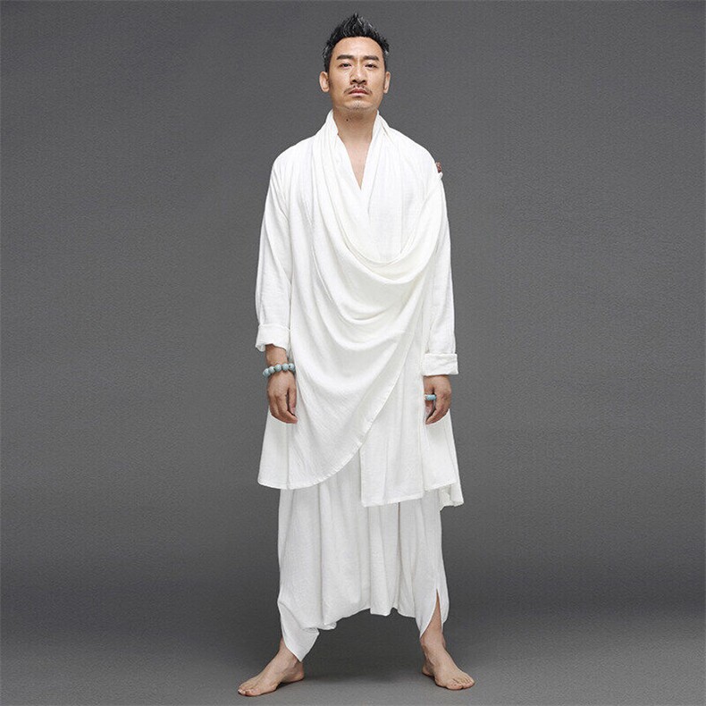 套装风男装复古棉麻禅修居士道服男汉服宽松民族风Q9220-P190，男装民族服装，星座1105-3