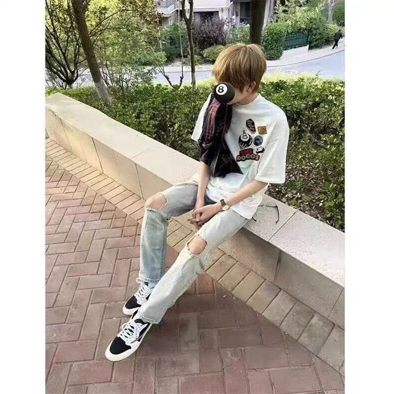 夏季新款港风美式字母马甲刺绣男女情侣款圆领短袖T恤ZX471-P35,男装背心/马甲,星座313A(原308A-2)