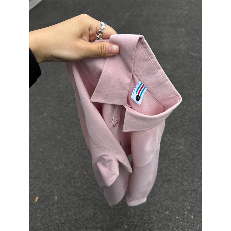 棉纯棉衬衫成衣水洗休闲衬衫男女宽松纯色衬衣 GC27-P35图片