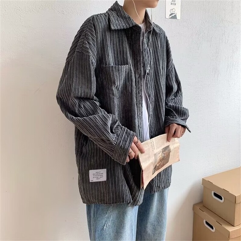 春秋季新款日系复古休闲百搭灯芯绒长袖衬衫男外套CS977-P33图片