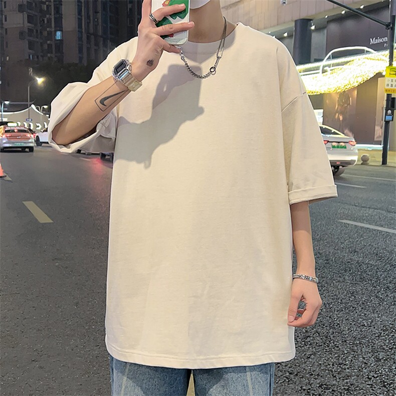 港风冰感短袖T恤宽松百搭纯色光板圆领短袖TC3161-P13,男装T恤,星座717